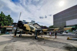 In the main courtyard are a display of US and South Vietnamese equipment that were captured. This is an A-1 Skyraider. — in Ho Chi Minh City, Vietnam.